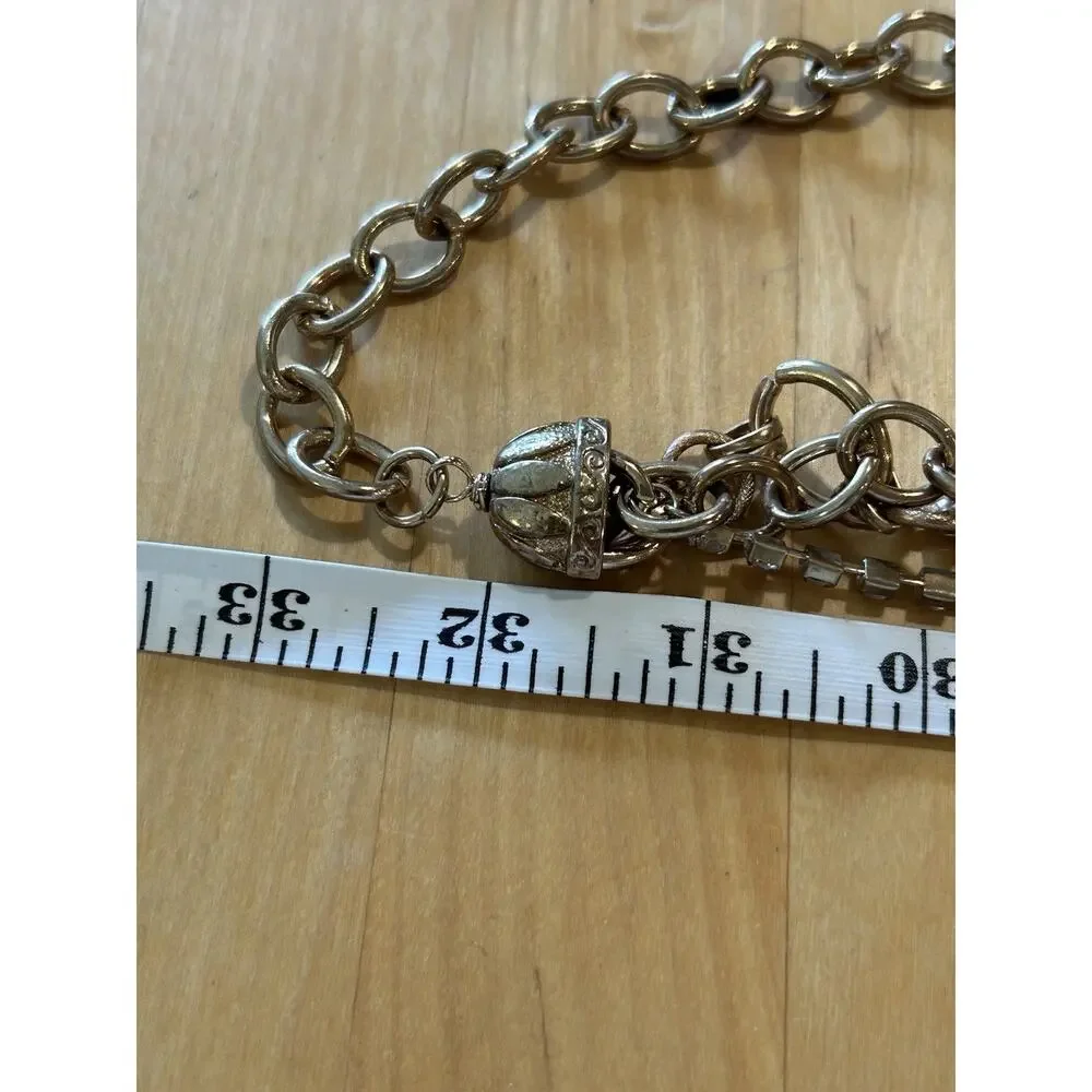 Vintage Gold-Tone Chain Link Belt Triple Layer Adjustable Rhinestones Statement